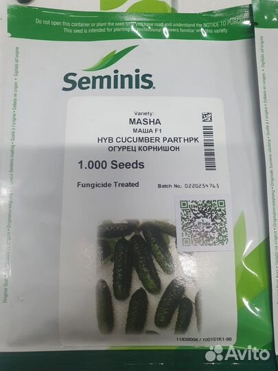 Семена огурец Маша гибрид 1 000с Семинис