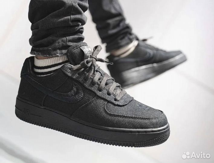 Кроссовки Nike Air Force 1 Stussy Black (36-45)