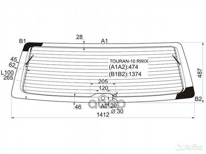 Стекло заднее с обогревом volkswagen touran II