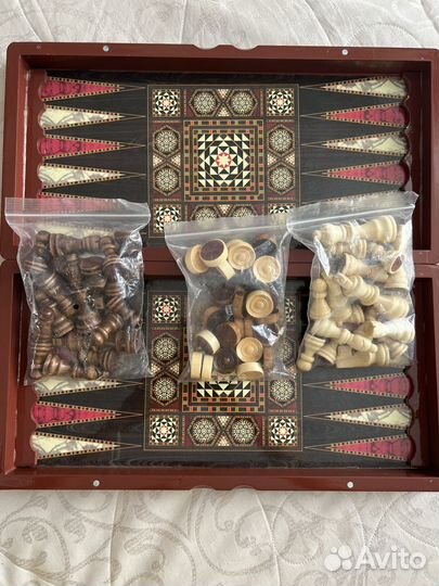 Шахматы, шашки, нарды 3 в 1. Подарочный набор