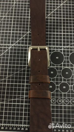 Мужской кожаный ремень ручная работа коричневый