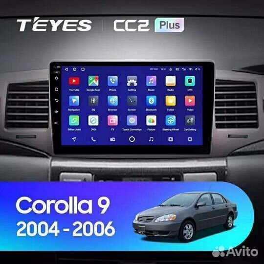 Штатная магнитола Teyes cc2+ Toyota Corolla 100-12