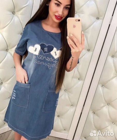 Джинсовое платье лёгкое