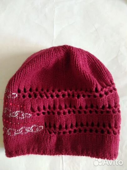 Шапка-берет вязанная женская шерсть