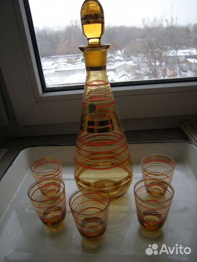 Графин + 5 стопок Богемия Чехословакия