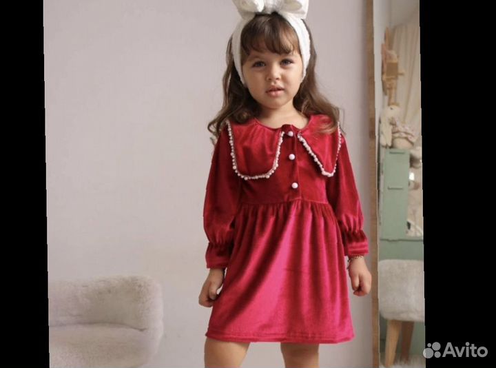 Платье велюр для девочки