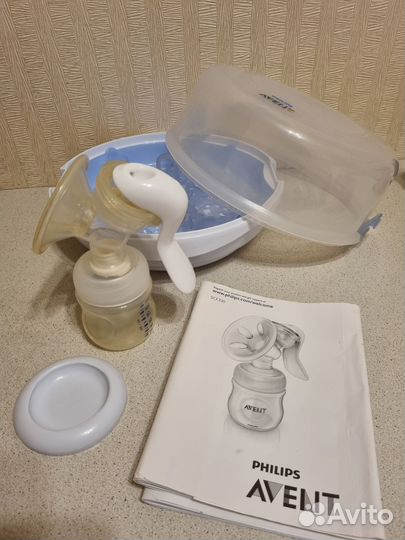 Молокоотсос avent ручной+стерилизатор