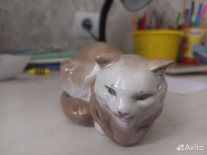 Статуэтка кошка старая гжель