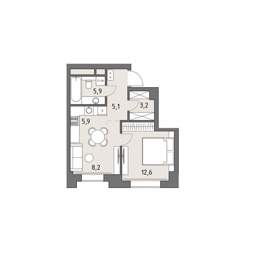 1-к. квартира, 40,8 м², 24/35 эт.