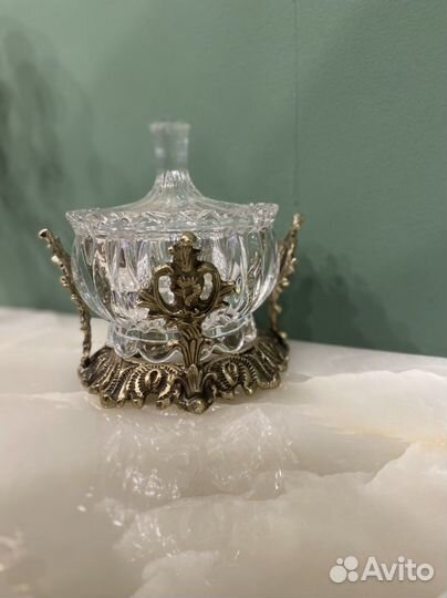 Ваза конфетница/ салатник бронза