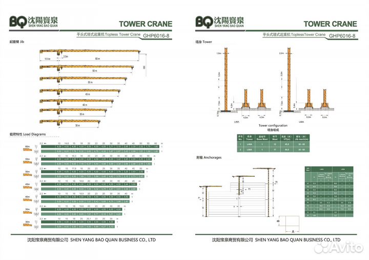 Башенный кран BAOQUAN GHP6016-8, 2024