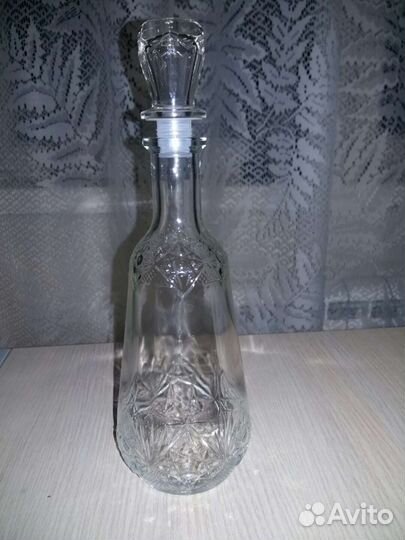 4 Граненых стакана 250 мл СССР, новый графин 0,5 л