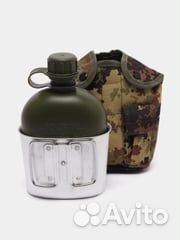 Фляга пластиковая в чехле с алюминиевым котелком