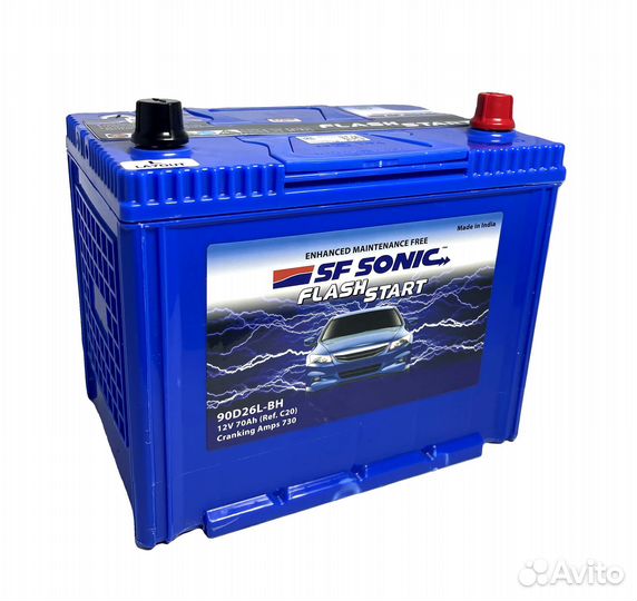 SF Sonic 70Ah 90D26L 730A обрат. пол. (260х173х225