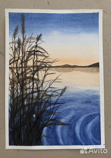 Картина. Солнце зашло. (Акварель)