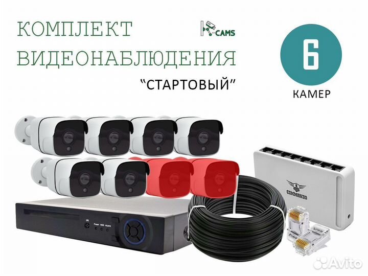 Комплект видеонаблюдения 6 ip камер