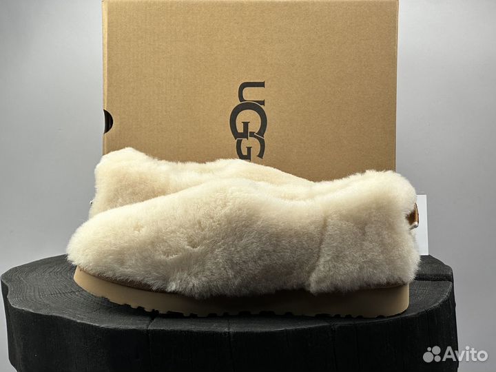 Меховые тапочки UGG Hailey Fluff Slippers Natural