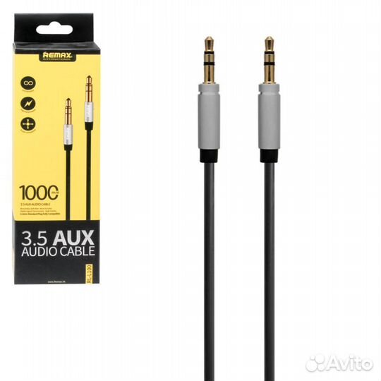 Аудиокабель AUX Remax RL-L100 3.5мм-3.5мм, 1м, чер