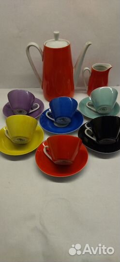 Кофейный сервиз радуга на 6 персон. kahla ГДР герм