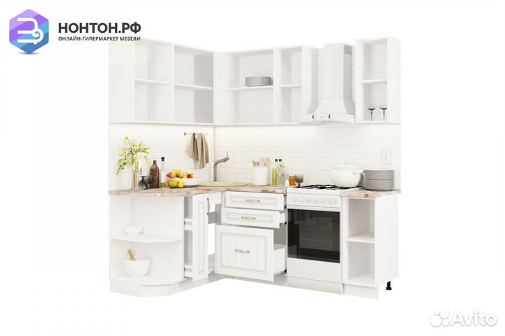 Кухня угловая Лондон 1.5 на 1.5 м дуб капучино