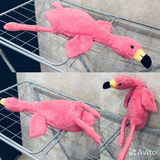 Мягкие игрушки авокадо, гусь обнимусь, фламинго