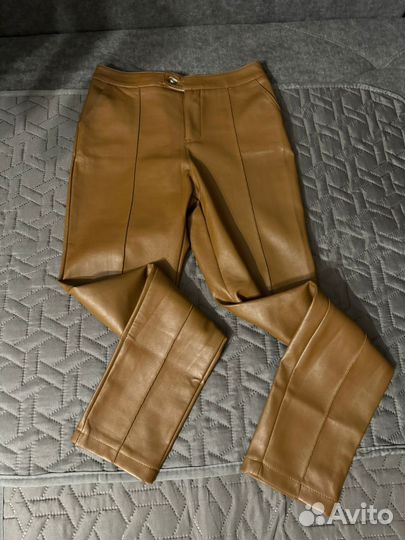 Кожаные брюки женские 42