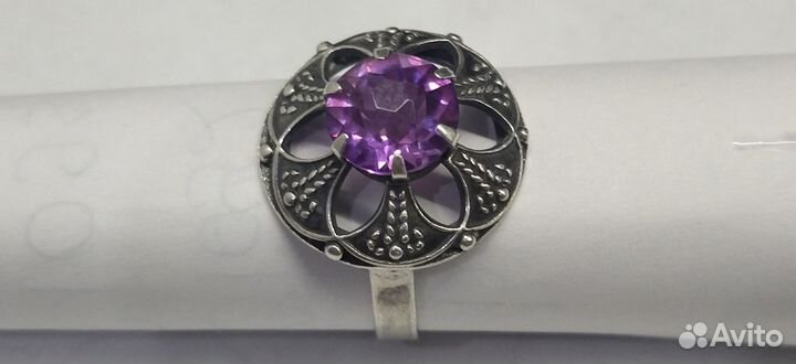 Кольцо. серебро. 875 проба (звезда) корунд СССР 18