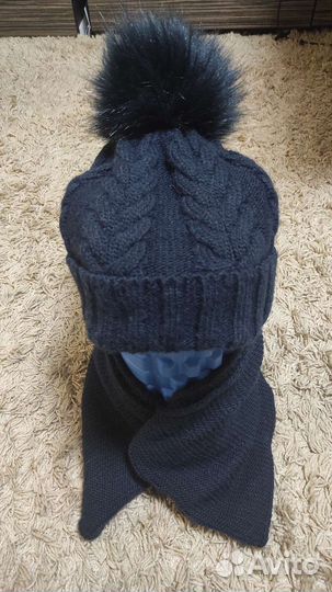 Шапка с помпоном и шарф- хомут (комплект)