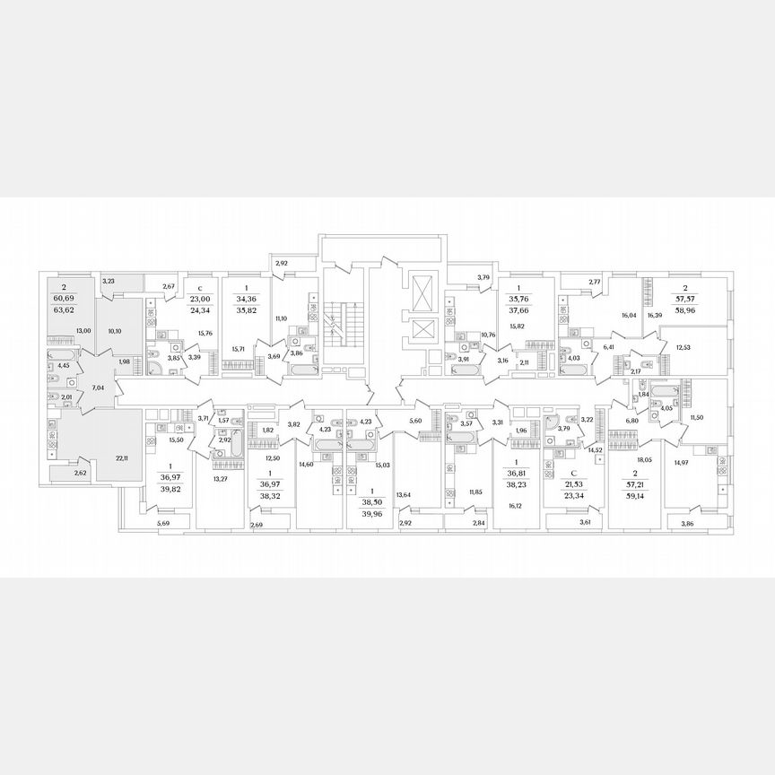 2-к. квартира, 63,6 м², 7/17 эт.