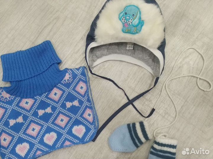 Комплект зимняя шапочка на мальчика+манишка