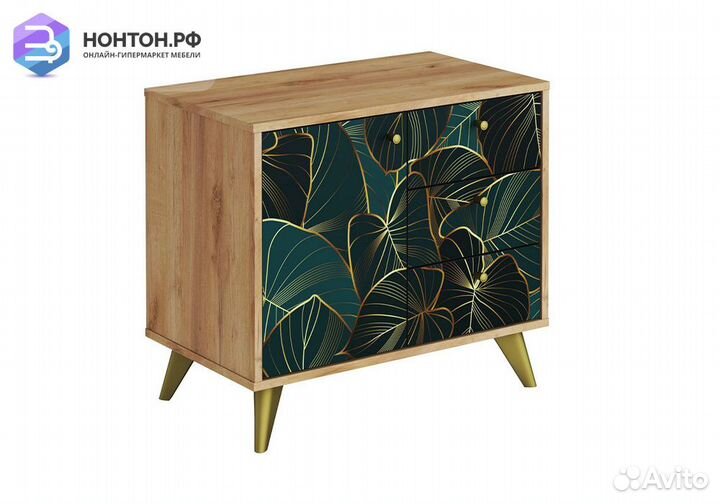 Комод с дверцей Фьюжн tropical / дуб крафт золотой