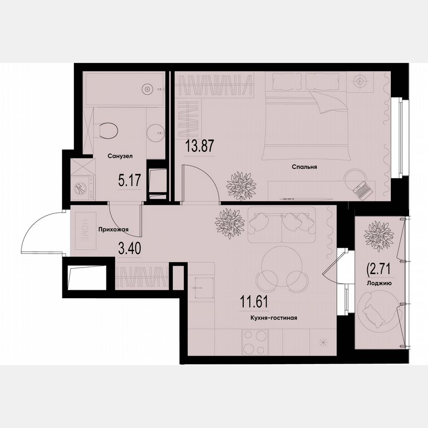 1-к. квартира, 35,4 м², 4/12 эт.