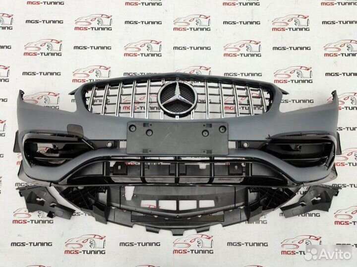 Передний бампер A45 AMG A-class W176 рест GT хром
