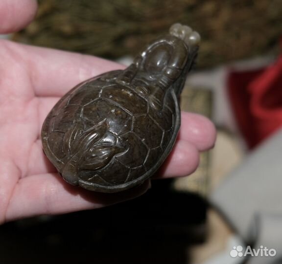 Нефритовая Драконочерепаха крупный подвес/статуэ