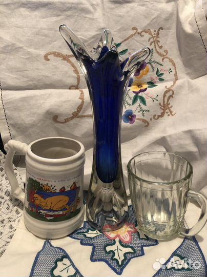 Синяя ваза,Рюмки Пивная Кружка СССР