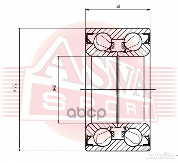 Подшипник ступечный задний DAC42750060 asva