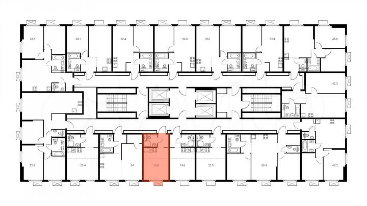 Квартира-студия, 19,8 м², 21/33 эт.