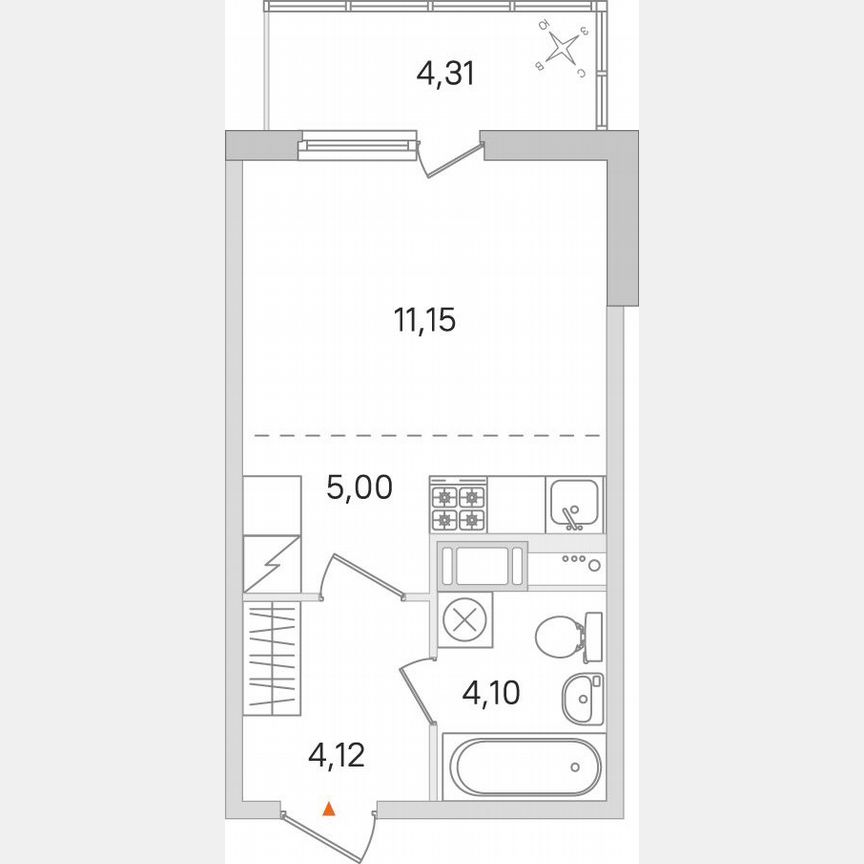 Квартира-студия, 25,7 м², 5/8 эт.