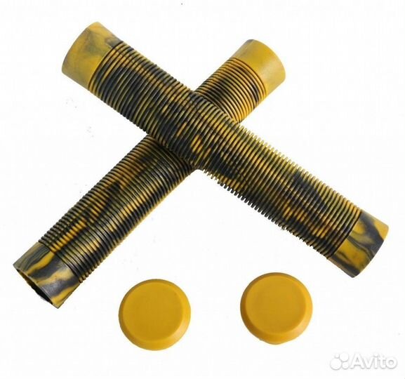 Грипсы атеох (пара) двухцветные 165 мм чр/желтые