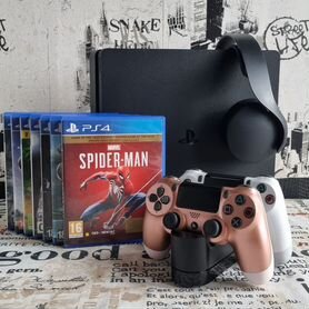 PS4 Slim 1tb + 44 игры. 3 ревизия. PlayStation 4