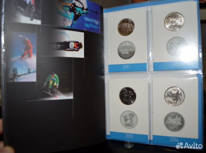 Купюра 100р. и набор 25 р. монет из 7 шт. в альбом