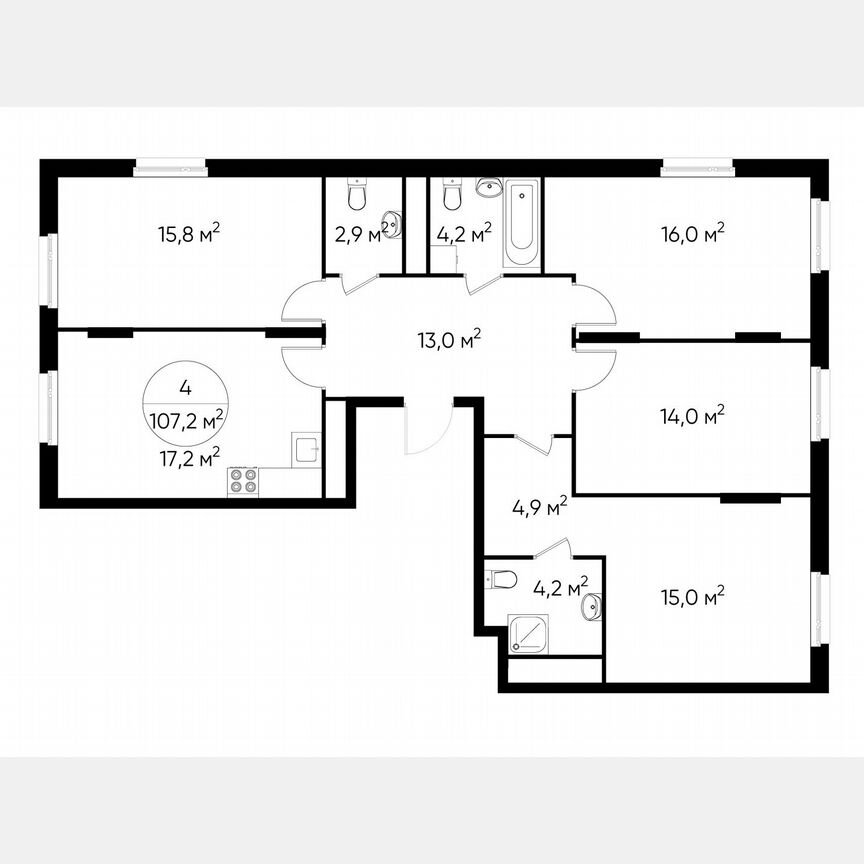 4-к. квартира, 107,2 м², 17/17 эт.