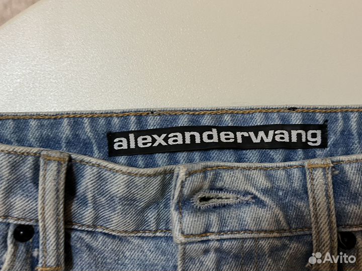 Голубые шорты Alexander Wang с высокой талией