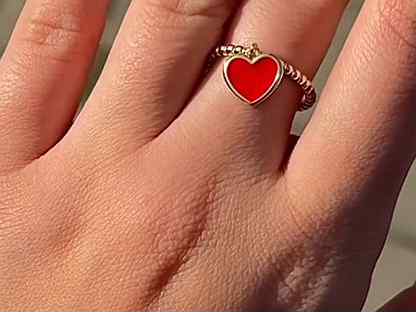 Tiffany кольцо с красным сердечком Premium