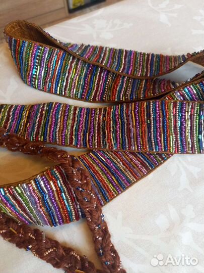 Пояс, расшитый бисером и стеклярусом
