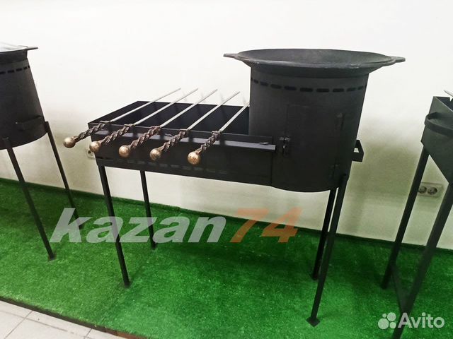 Мангал с подказанником 8-10л дверцей усиленный 3мм