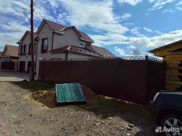 Установка забора из Профлиста. Изготовление ворот