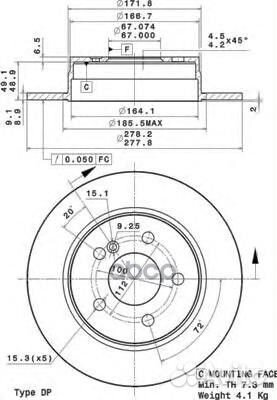 Диск тормозной зад mercedes C-class C204/W204/S