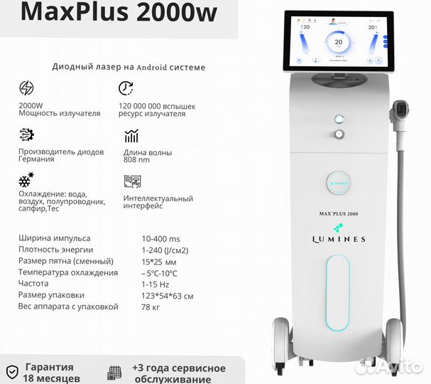 Диодный лазер для эпиляции Лю-Минес Max Plus 2000W