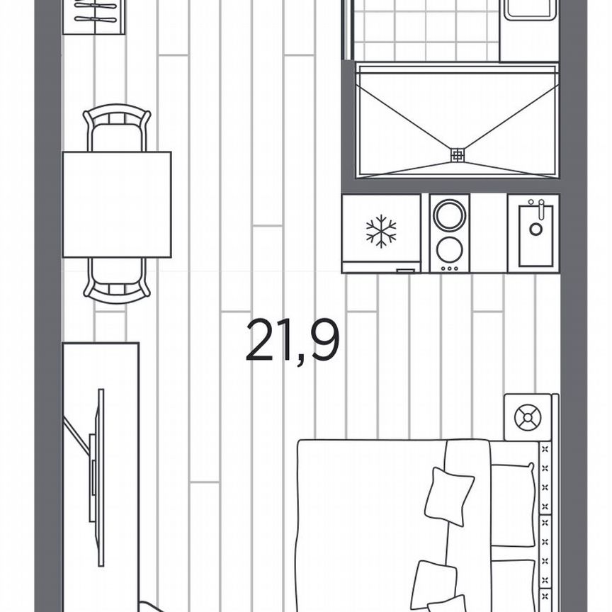 Апартаменты-студия, 25,7 м², 9/13 эт.